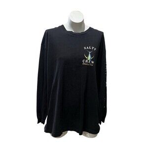 Salty Crew T-Shirt Men's L Black Chasing Tail Marlin Graphic Long Sleeve